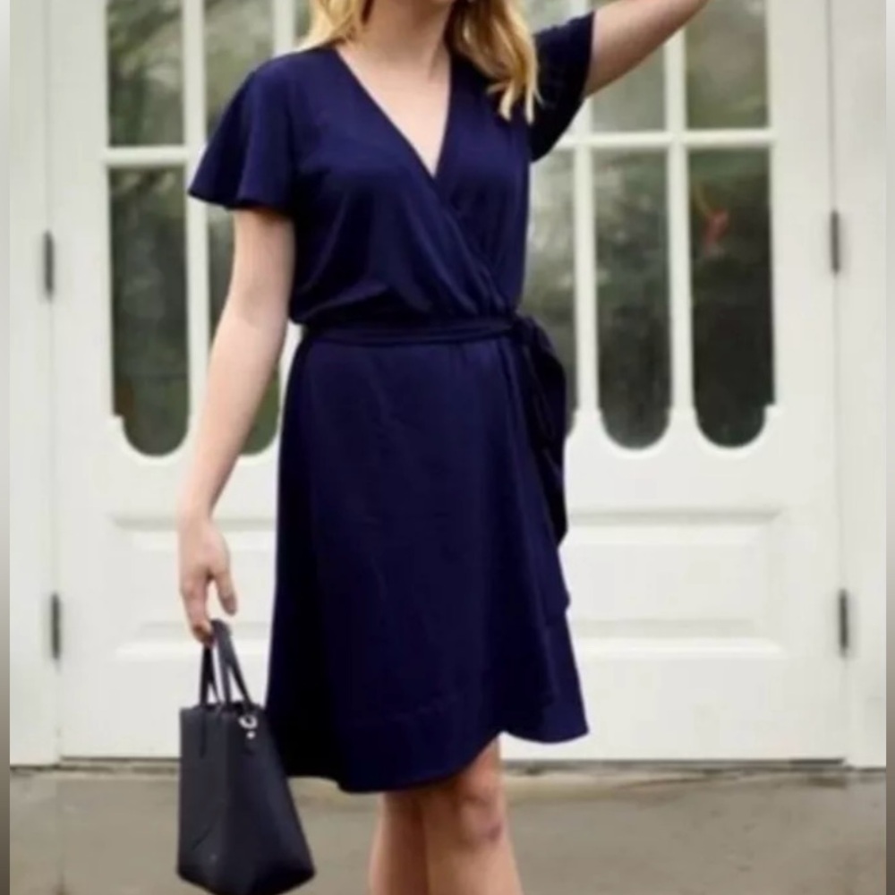 Draper James Navy Wrap Mini Dress